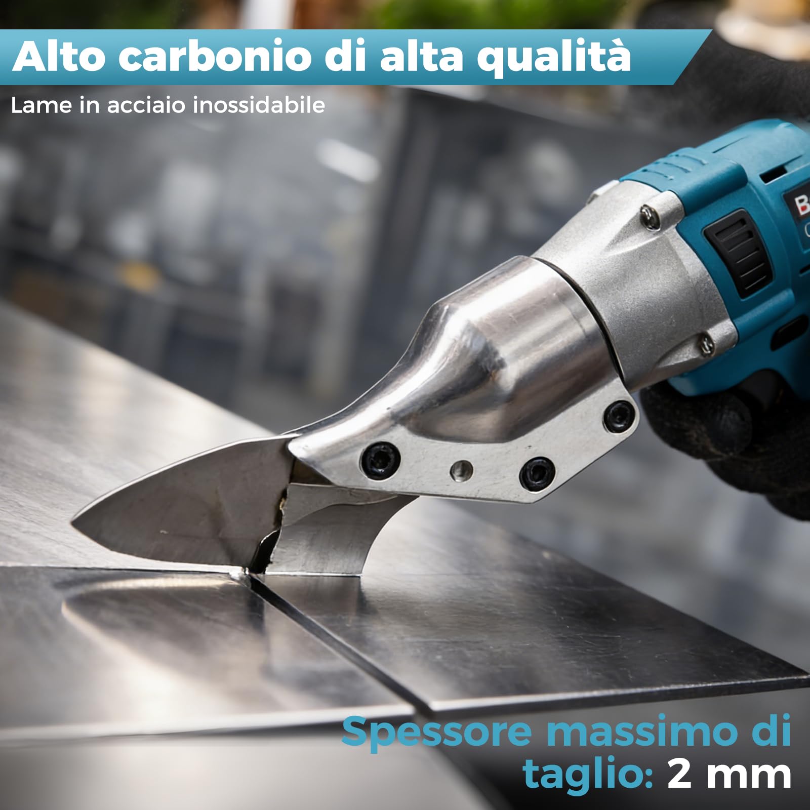 Bostar Cesoia per Lamiera a Batteria, Motore Brushless con 2 Batterie 4.0Ah, Taglierina Elettrica per Metallo 1,5mm & Alluminio 2,0mm, Testa Girevole 360°, Compatibile con Batteria Makita 18V