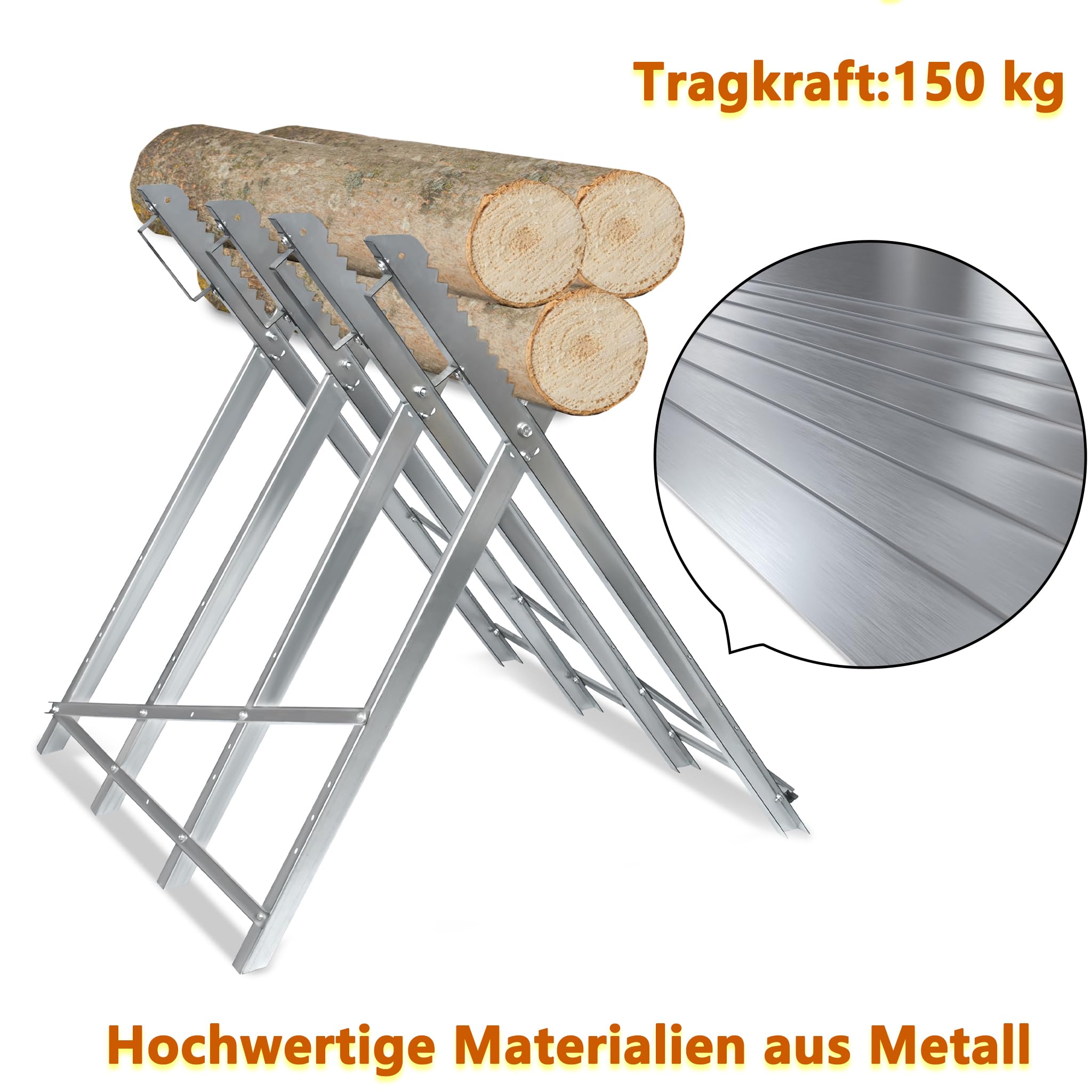 XMTECH Chevalet de Sciage Pliable en Métal - Bosse en Bois, Support pour Tronçonneuses - Capacité de Charge Max. 100 kg - 83 x 83 x 79 cm