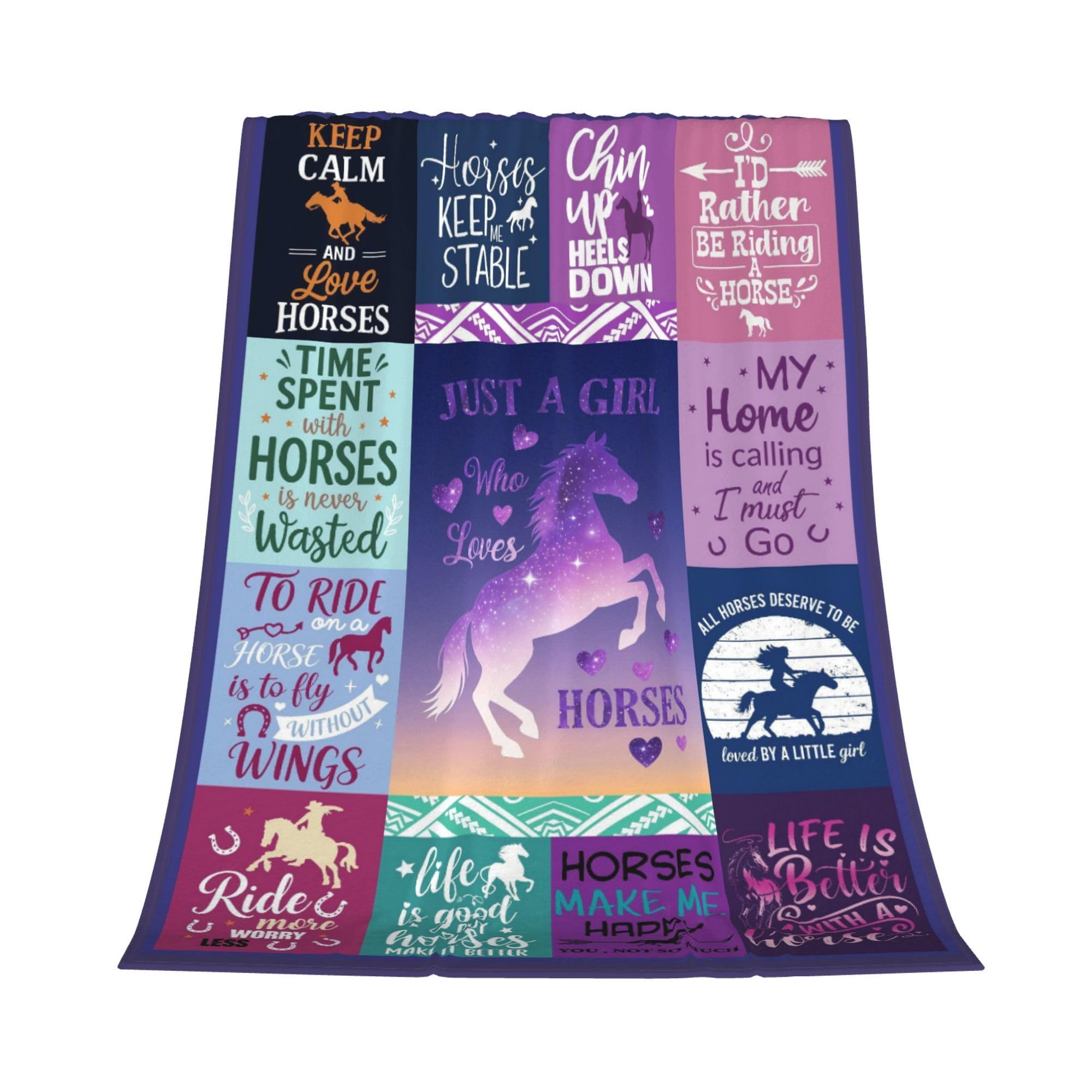 Gelasgo Horse Throw Blanket Ultra Soft Flannel Blanket, Cozy Warm Lightweight Gift for Adults, Machine Washable Couch Bed Blankets 100x130cm