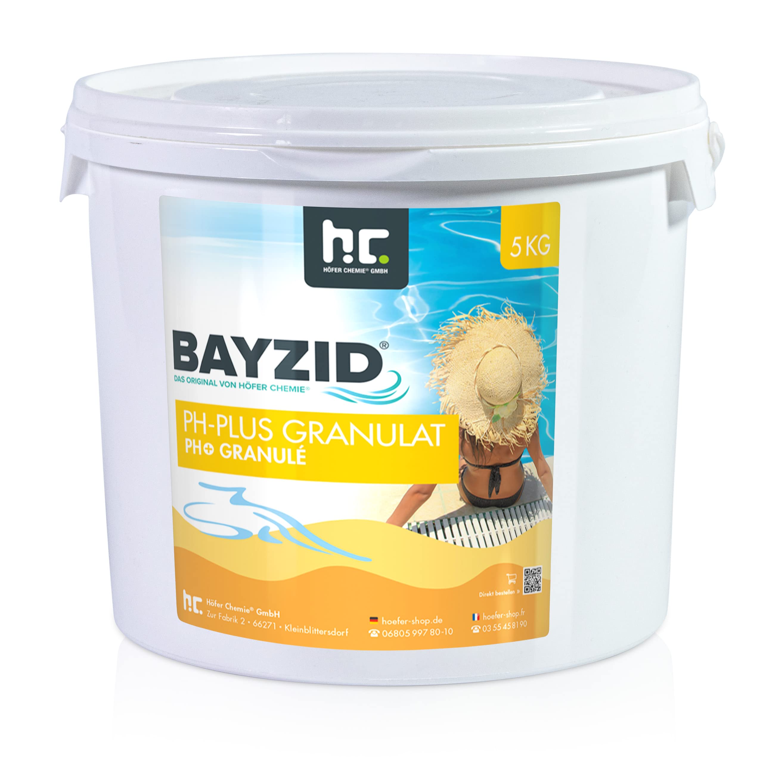 BAYZID® pH Plus Granulé – 1 x 5 kg pour Augmenter Le pH de l’Eau de Piscine – Dissolution Rapide, Facile à Utiliser