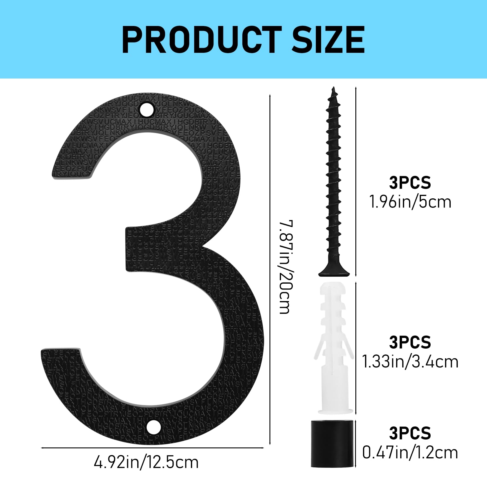 Black House Number, 20cm Large, Floating House Number Plaque - Image 2