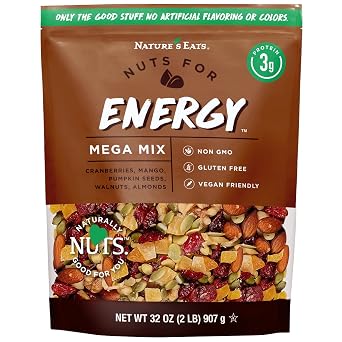 Natures Eat Mega Trail Mix - Mix Dried Fruit - Gluten Free Snacks, Healthy Snacks for Kids & Adults - Vegan & Organic Fruit - Reaselable Bag 32 Ounce Pack of 1