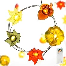 Auting Herbst Dekoration,LED Lichterkette 2M 20LED Kürbis Ahornblätter Eichel lichterketten herbst deko Batterie mit Timer, Herbst Lichterketten Innen for Herbst Deko Erntedankfest und Party Deko