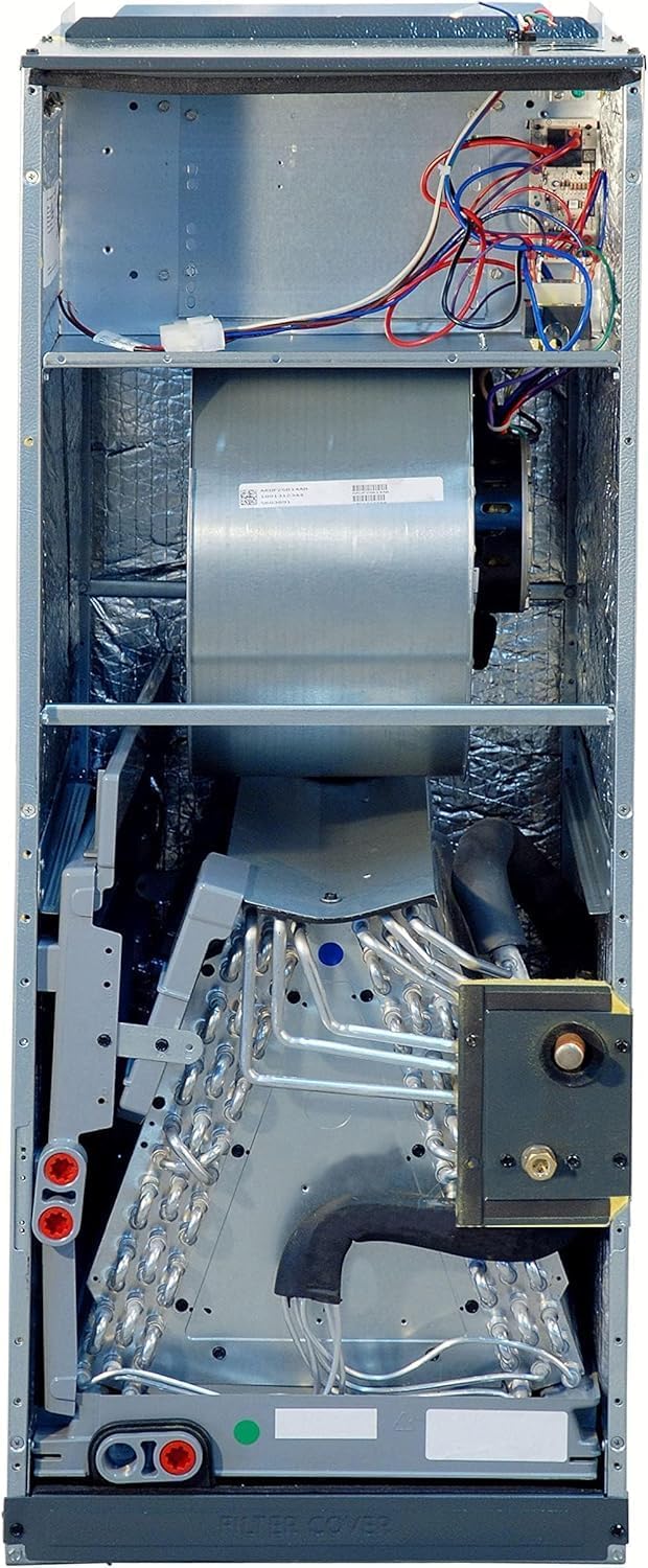 Goodman AMST24BU1300 air handler with the filter access panel open, showing a clean air filter.