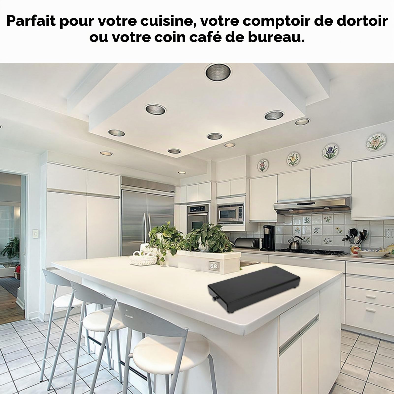 Tiroir de rangement compact pour dosettes de café, tiroir pour capsules de café, gain de place, garde les dosettes organisées, noir (TYTOGEpecbno58gi-11)