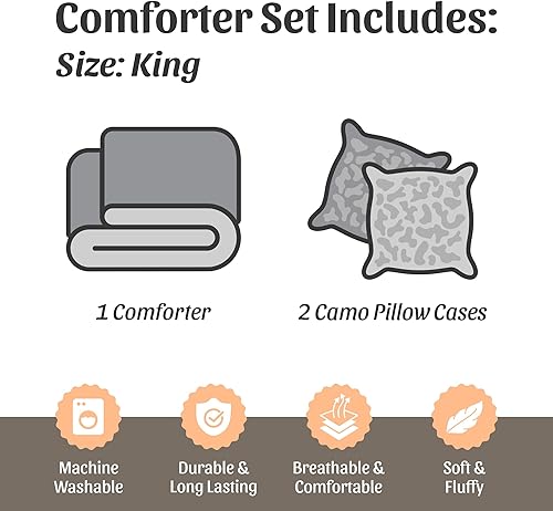 Miniatura 2 de Regal Comfort - Edredón con camuflaje de arboles y del bosque, sábanas, fundas de almohada, falda para cama con estampado de camuflaje, set de cama