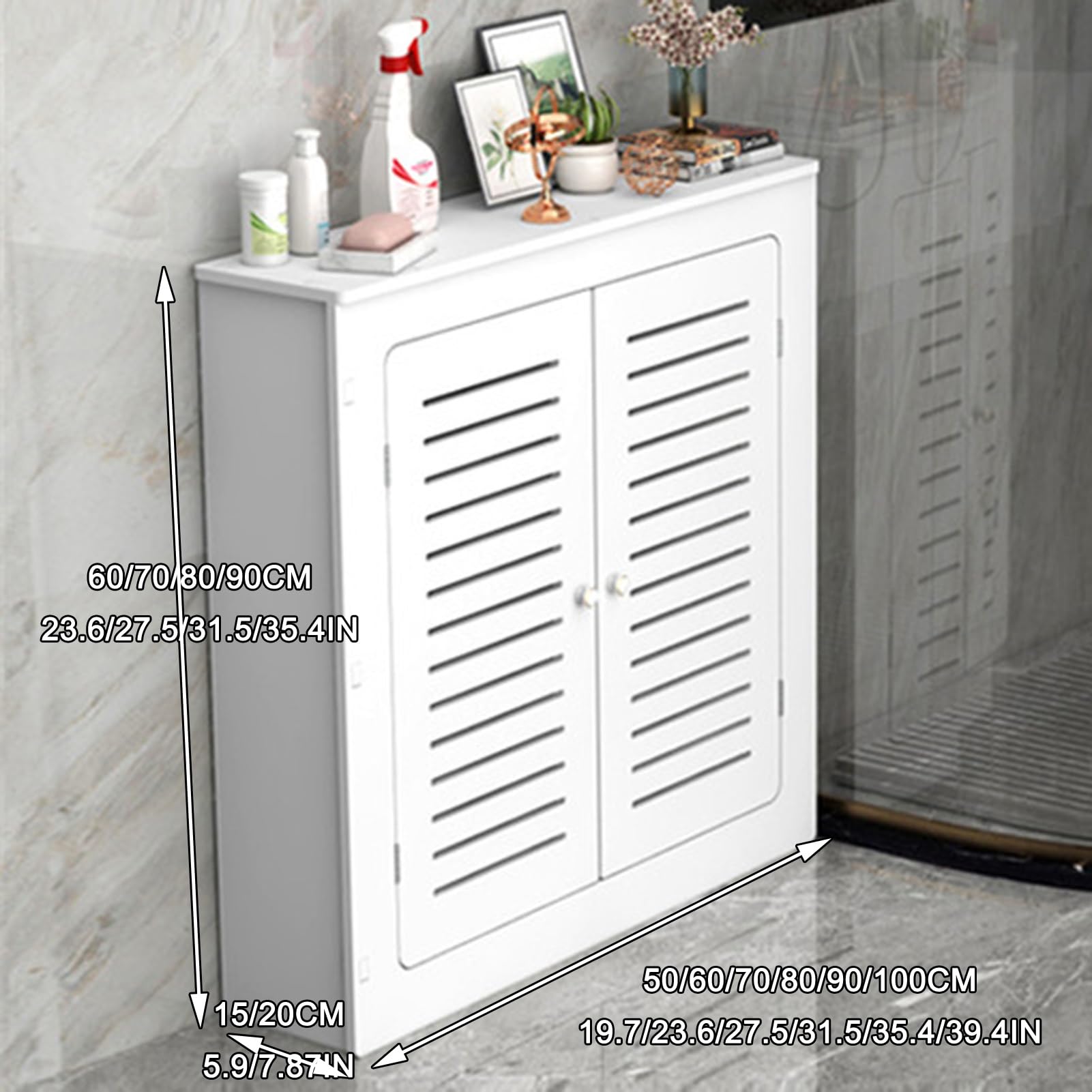 Moderno estante de calefacción con 2 puertas, protector de vapor, para 90 x 60 x 15 cm, para decoración del hogar