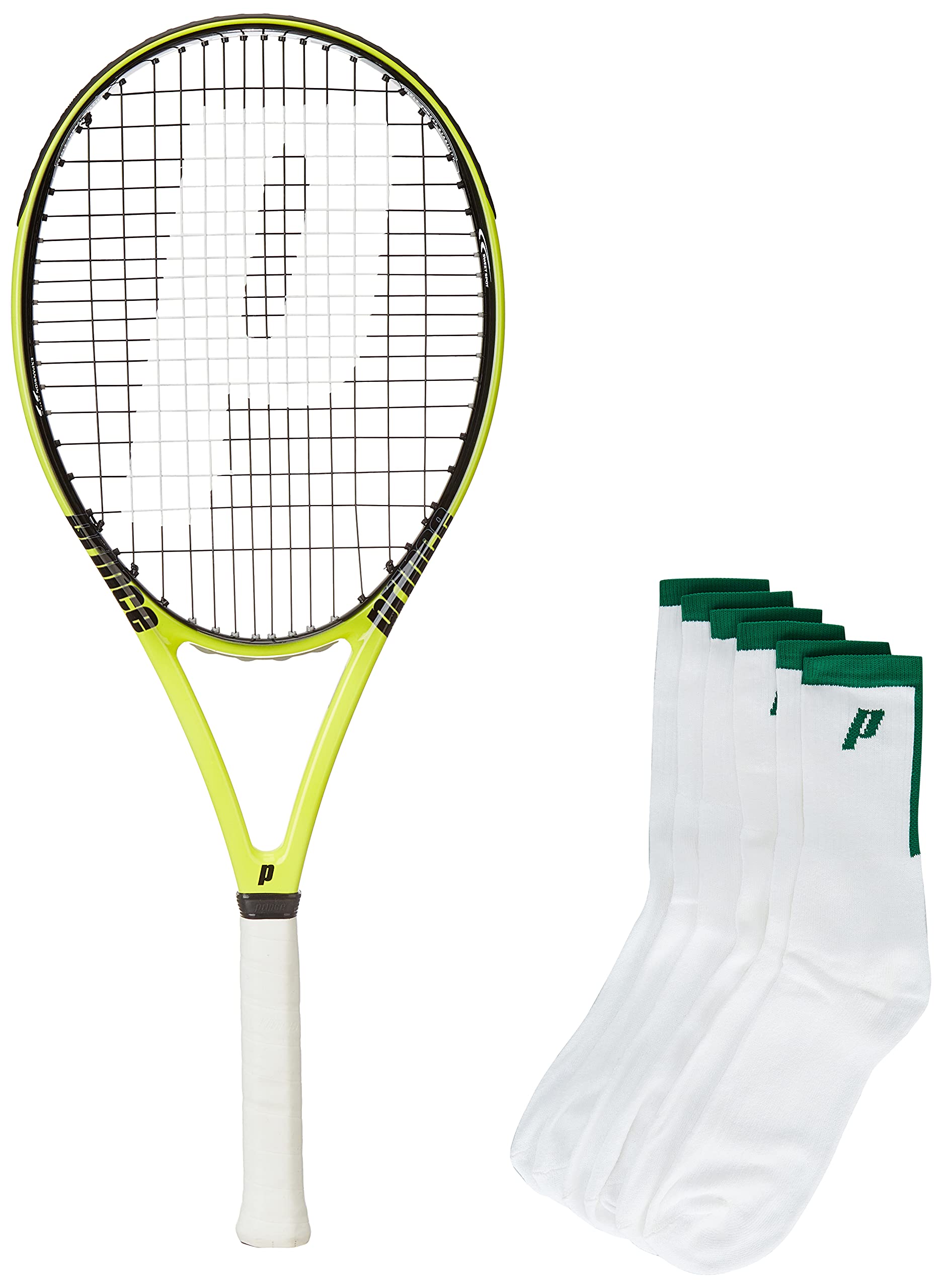 Prince Thunder Extreme Team 100 ESP Tennis Racket with Prince Socks Crew White
