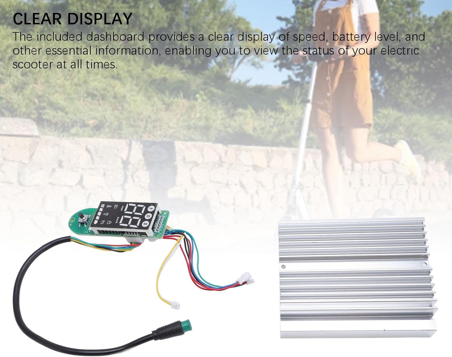 Alomejor Electric Scooter LCD Display Dashboard with 'CLEAR DISPLAY' text