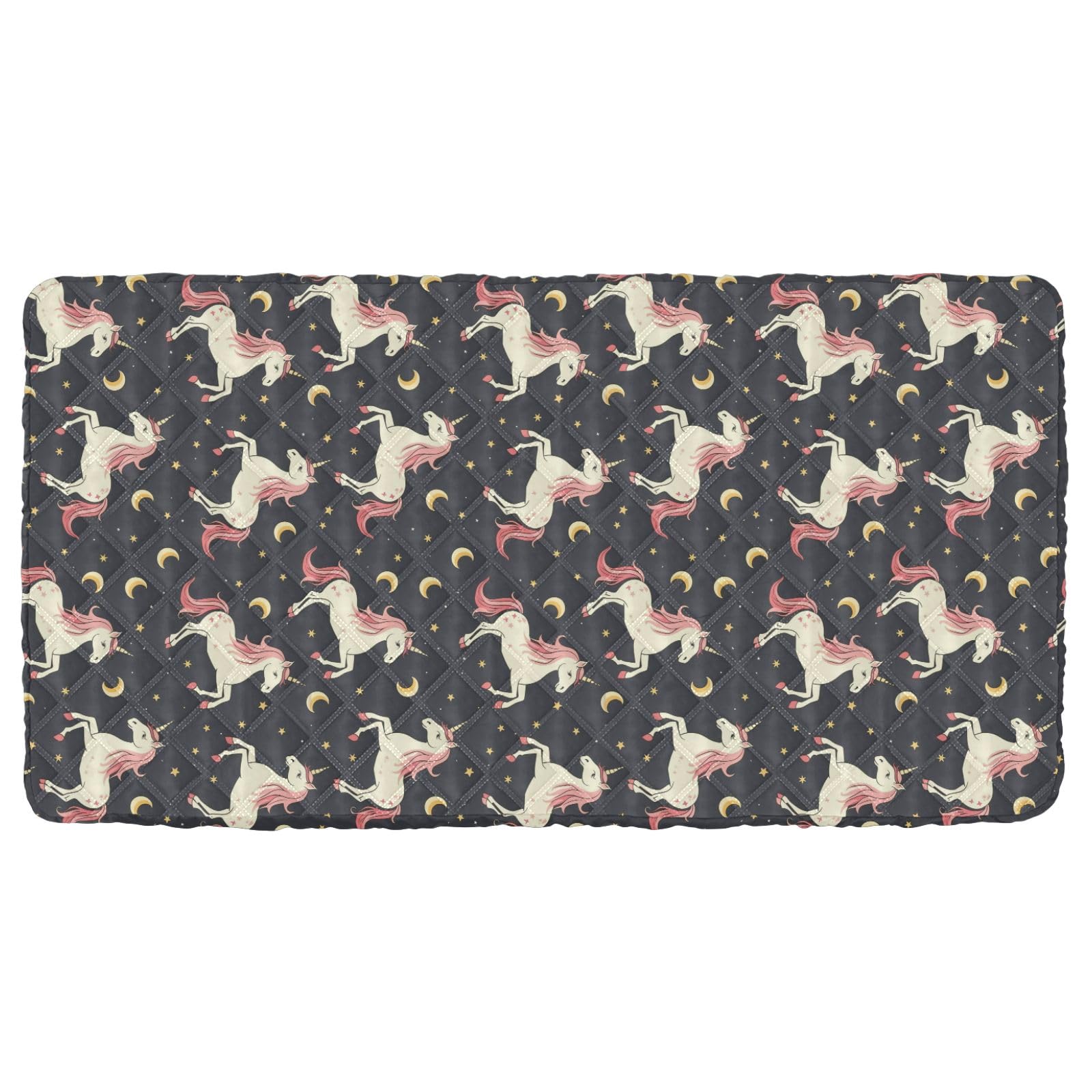 Portable Toddler Bed Sheet for Kids Unicorn and Moon in Dark Sky Travel Bed Fitted Sheet