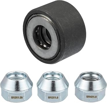 Motoforti Universal Wheel Stud Installer Tool, Tire Stud Tool, M12x1.25 M12x1.5 M14x1.5, Iron, with 3/4" Hex Wheel Lug Nuts, Silver Tone, 1 Set