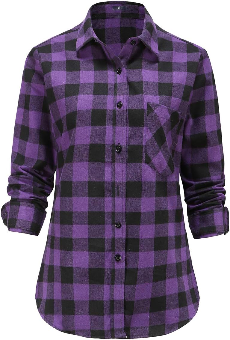Top Plaid Shirts for Fall — Classic & Cozy on Amazon 4 Dioufond Soft Women Flannel Shirt Checkered Plaid
