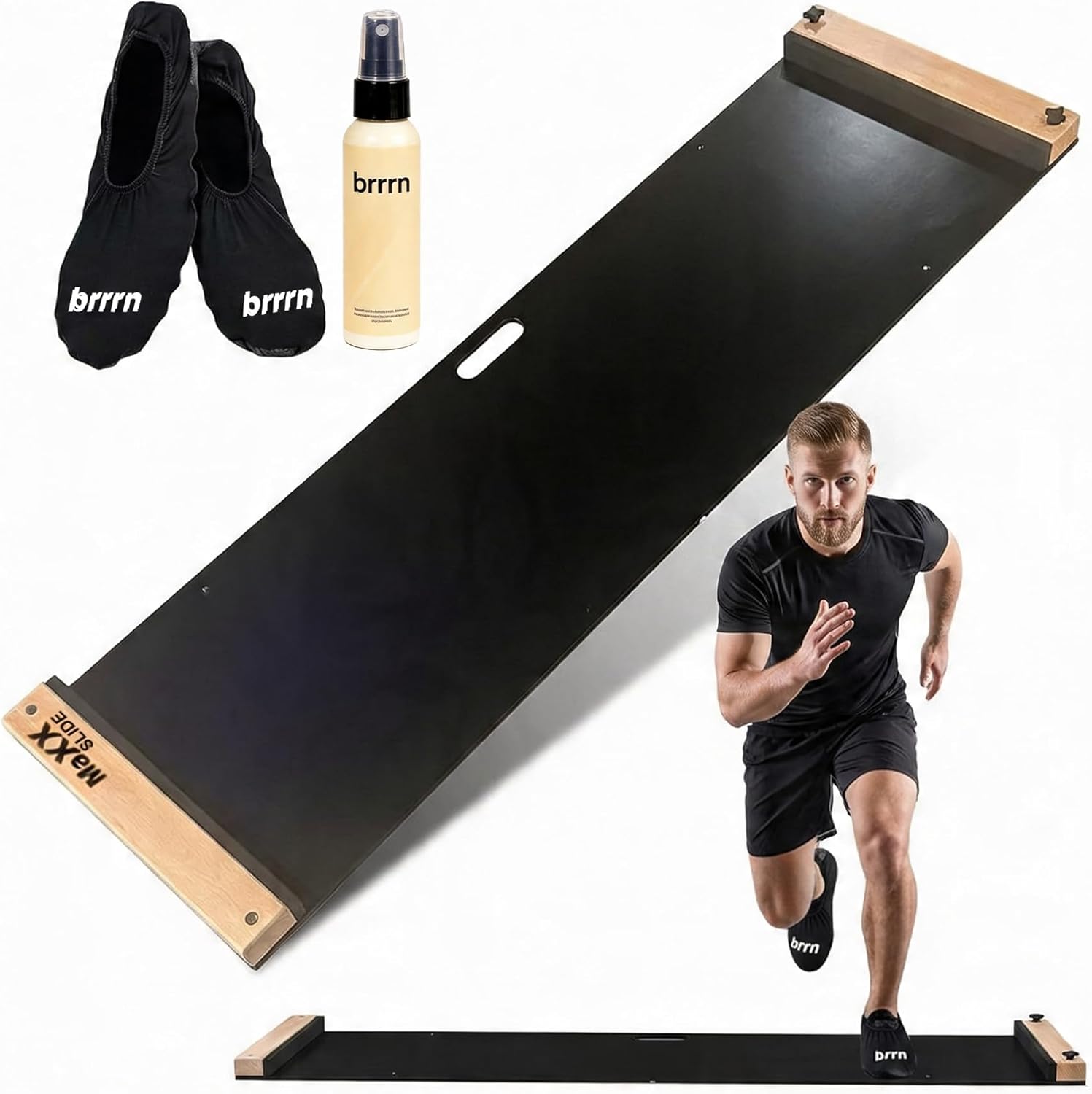 Adjustable Slide Board (5ft or 6ft)- Low-Impact Lateral Training for Speed, Strength & Cardio- Non-Slip Exercise Sliders Includes Booties & Slide Polish for Home Gym, Hockey, Golf, Ski & Athletes