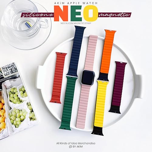 Miniatura 2 de Akim Correa compatible con Apple Watch de 1.654 in 1.732 in 1.772 in 1.929 in 1.496 in 1.575 in 1.614 in, cierre magnético de silicona suave, correa
