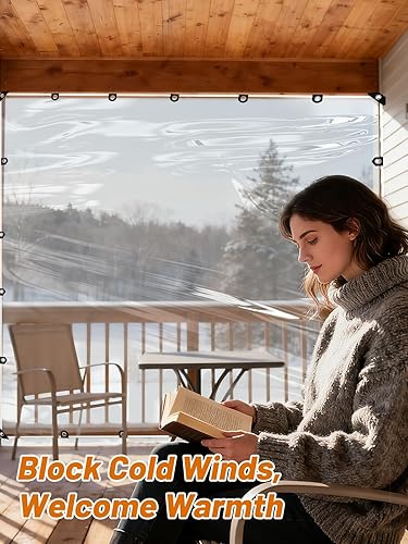 Miniatura 6 de 8x10 FT Clear Tarp Heavy Duty Waterproof for Patio Winterizing - 5 mil Anti-Tear Snowproof & Windproof Clear Plastic Tarps with Grommets for Winter