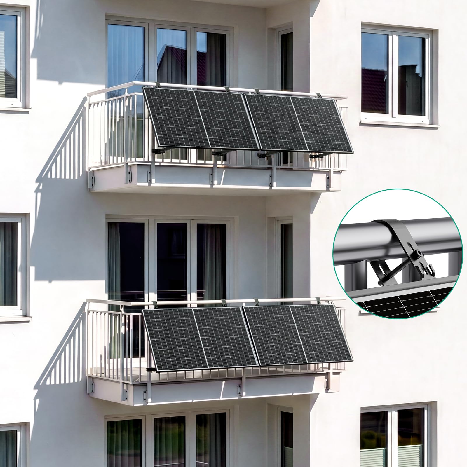 Zendure Solarmodul-Balkonhalterung, Verstellbarer Winkel (0-40°), Auszugslänge 41-65 cm, Einfache Montage, Geeignet für 2 Photovoltaikmodule