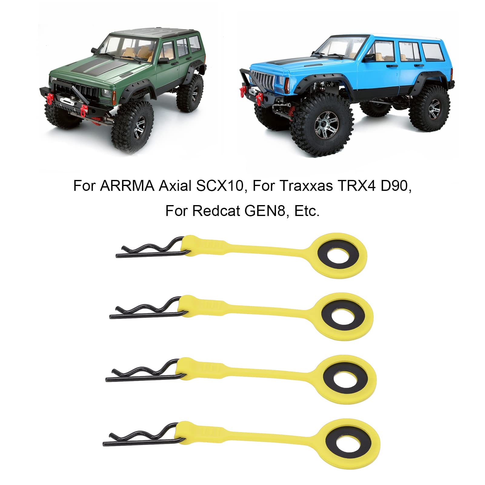 Oumefar 4PCS RC Body Clips Pins RC Car Parts,RC Car Shell Body Fixed Clips Retainer Silicone Metal Universal for 1/10 Model Car (Yellow)