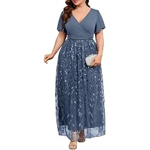 CYCLAMEN Plus Size Formal Dresses Cocktail Evening Gowns Wedding Guest Sequin Embroidery V Neck A Line Prom Maxi Dress