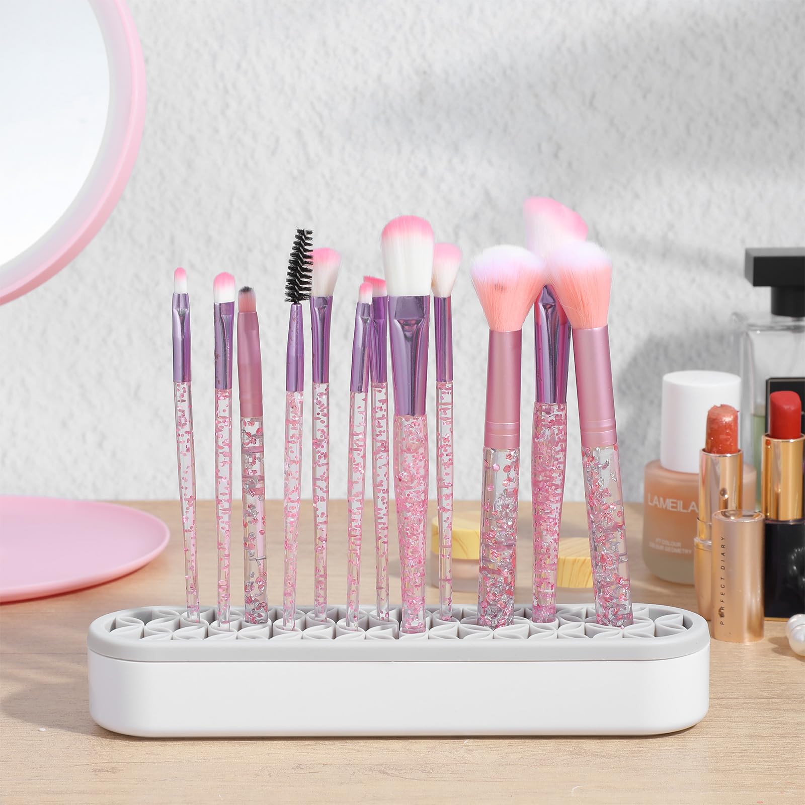 Lot de 4 supports de pinceaux de maquillage en silicone multi-usages, boîte de rangement de bureau pour pinceaux, eyeliner, fournitures artistiques, stylos de peinture, outils de couture