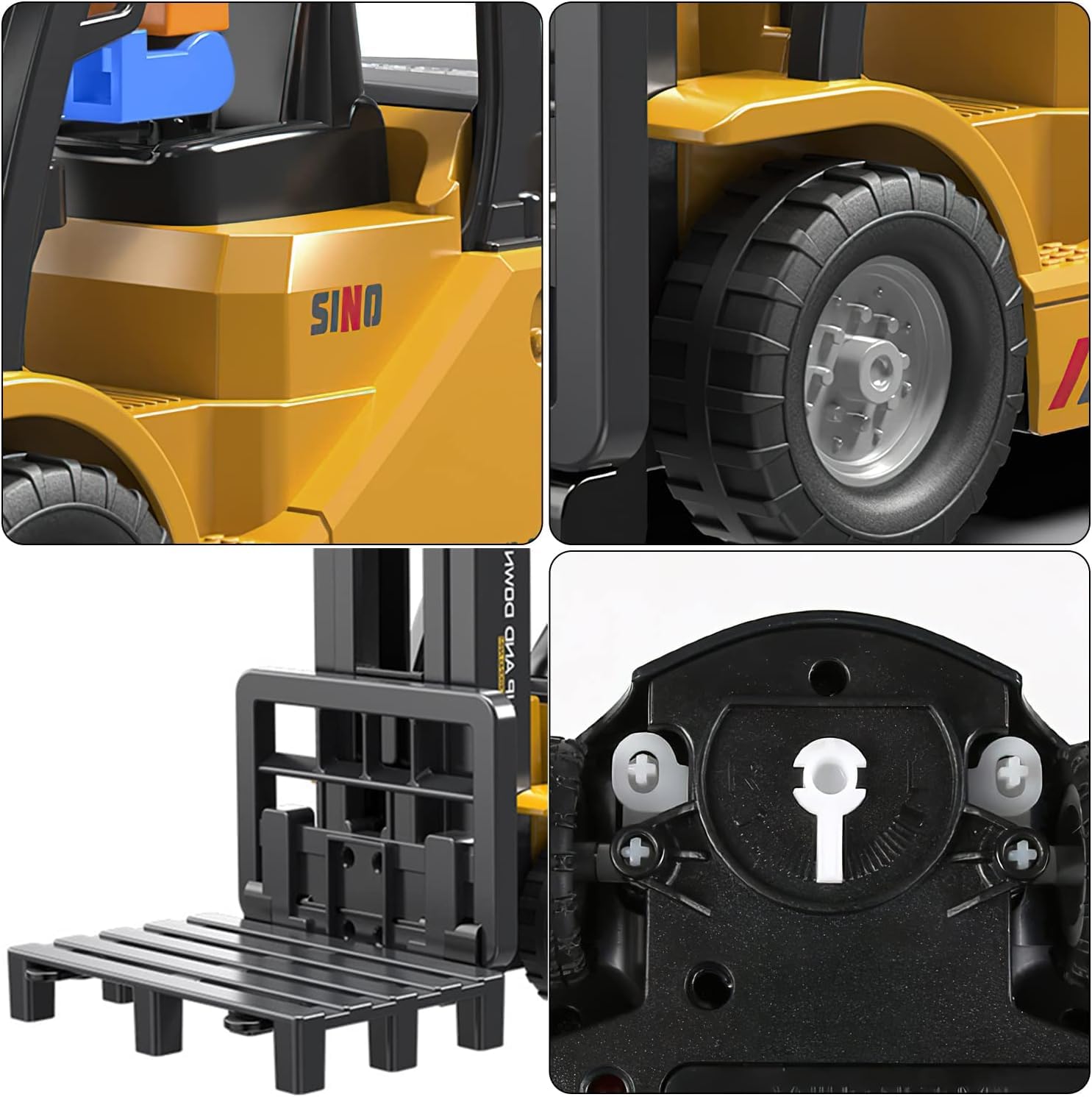 Pihura RC Forklift Truck, 2 in 1 Transform Lift Fork & Hook, Kids Forklift Toy, 11 Channel Remote Control Forklift for Adults, 1 Battery, Spray, Light, RC Construction Vehicles Toy Gift for Kids 6+ 4