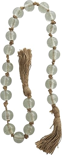 Miniatura 7 de Deco 79 Guirnalda redonda de cuentas de vidrio hecha a mano con borla con yute marrón anudado, 45 x 1 x 1 pulgada, marrón oscuro
