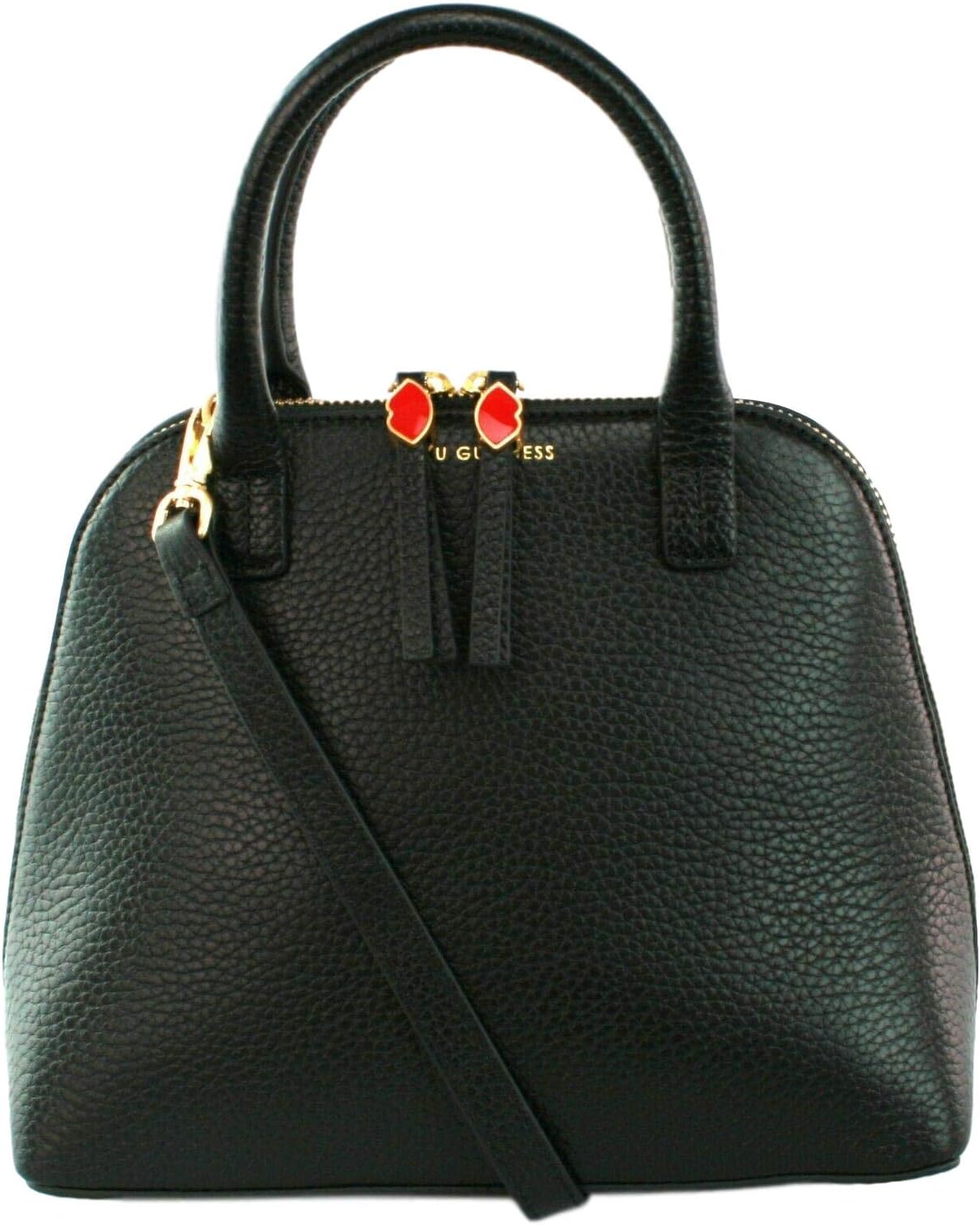 Lulu Guinness Bobbi Top Handle Bag Grainy Leather Handbag (Small, Black)