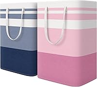 Vista 35 de HomeHacks Paquete de 2 cestas grandes para la lavandería, impermeables, independientes, cestas de ropa plegables con asas reforzadas en lavandería