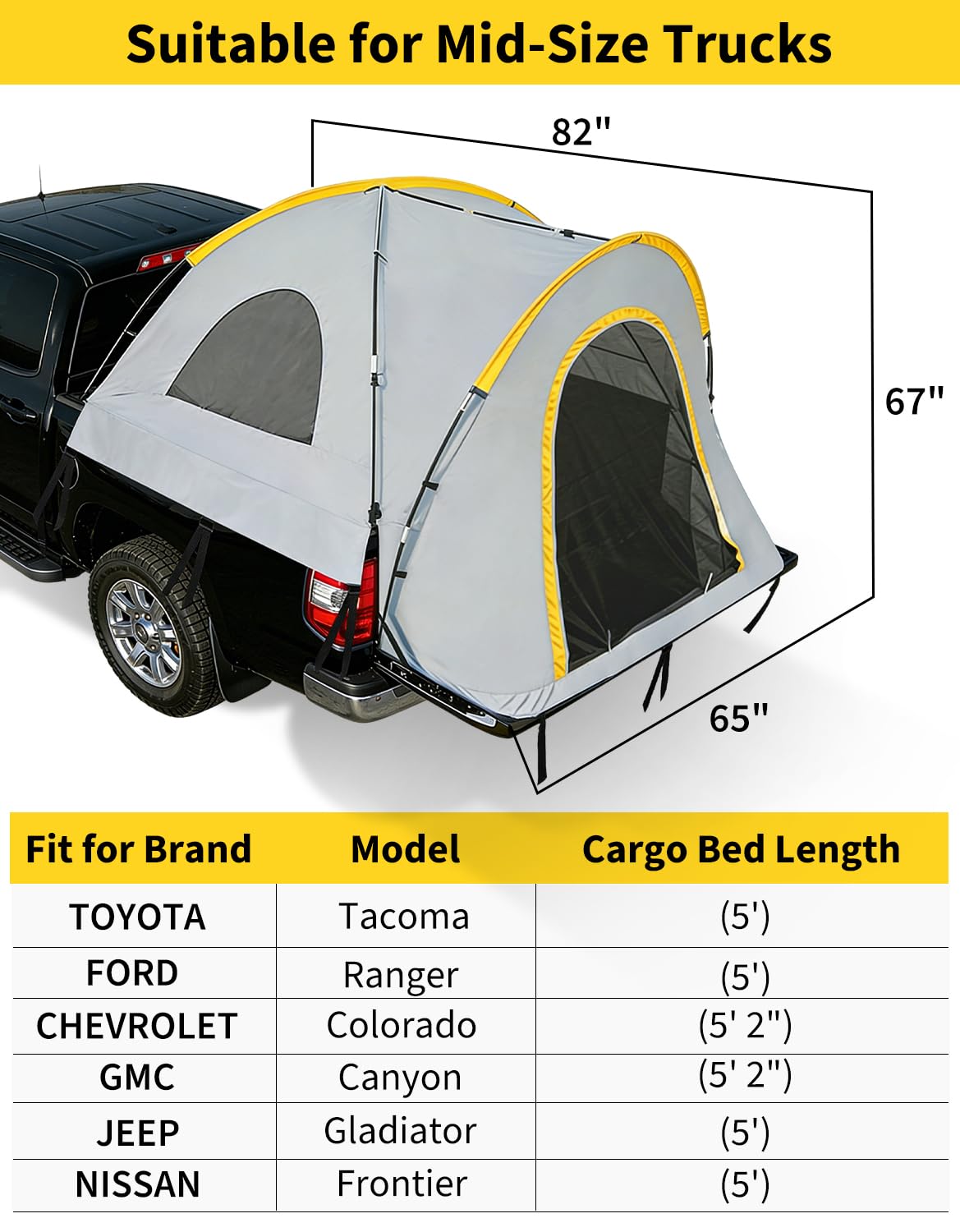 Aptliton Tente De Camping en Tissu Oxford 210D, Tente De Toit pour Voiture Taille 210x165x170 cm, Tente Voiture pour 2 Personnes, Tentes De Camping Et Randonnée Imperméable