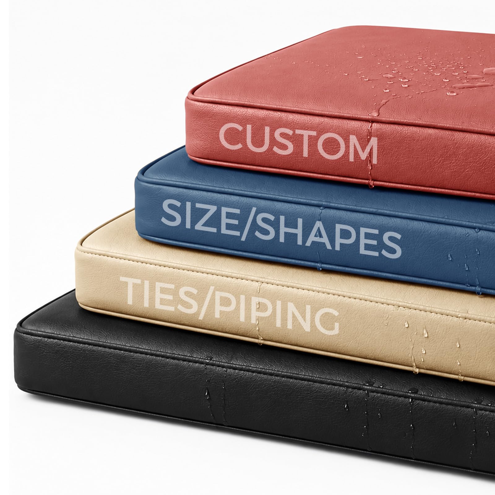 AEHO Custom Bench Cushion PU Leather, Wipe-Clean Bench Seat Cushion with 50D Foam, Removable Cover, Non-Slip Furniture Cushions for Kitchen, Dining Bench & Entryway