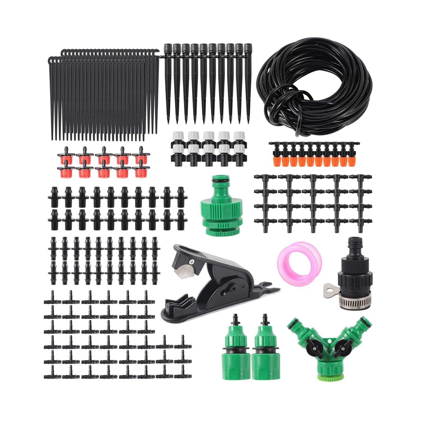 Tropfbewässerungs-Set Einstellbares Zerstäubungsspray Tropfbewässerungssystem DIY Pflanzenbewässerungsset Garten Rasen Gemüse Blume Bewässerung Ausrüstungsset (Farbe: 15 m Kit)