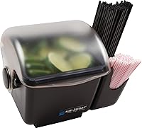 Vista 4 de San Jamar BD2002CAR - Centro de decoración de cúpula pequeña con bandeja refrigerable y carrito para mano derecha (1 cuarto de galón, negro, NSF)
