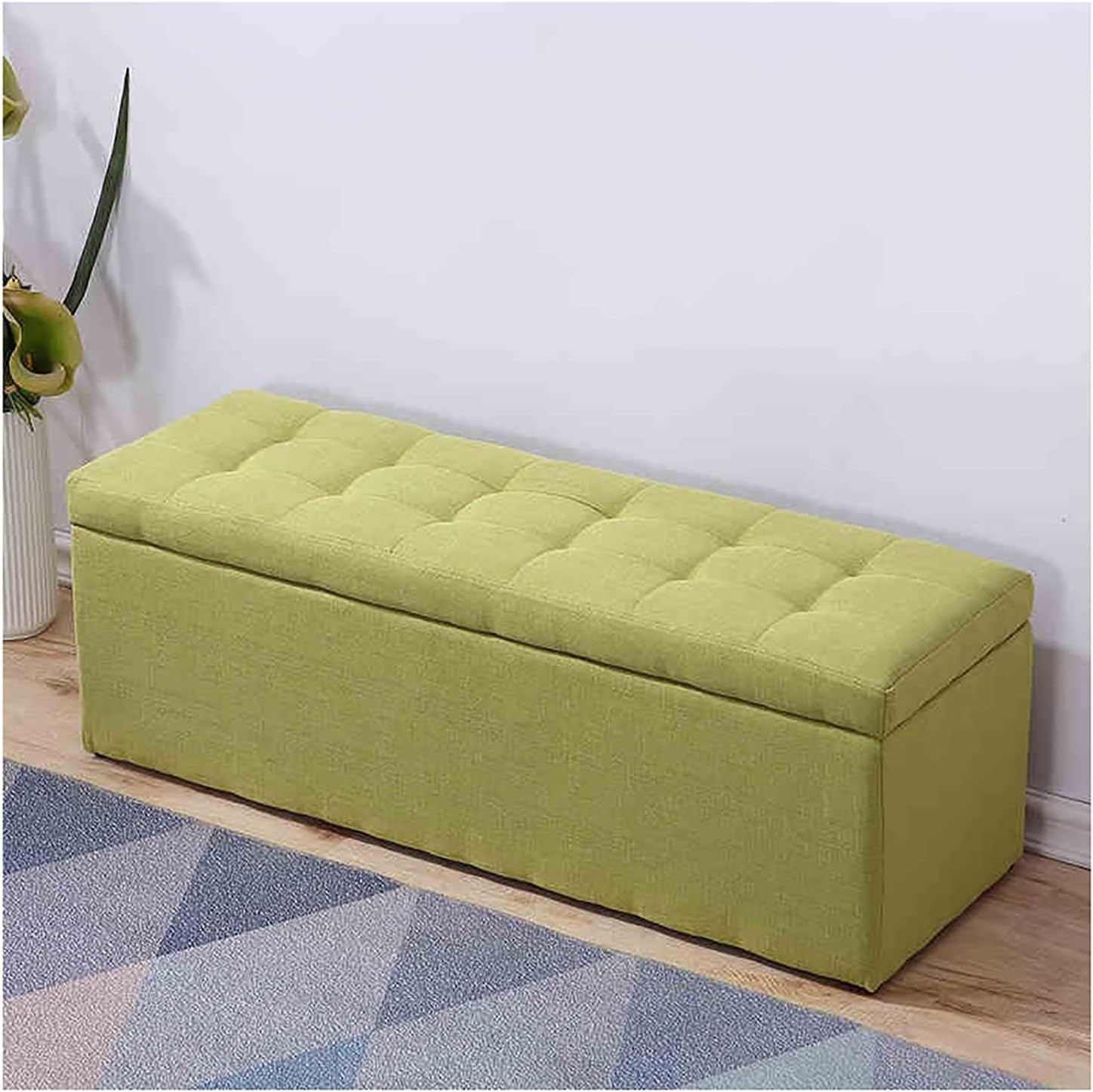 Storage Bench with Upholstered Seat Ottoman Shoe Rack Stylish Entryway Furniture for Living Room Bedroom and Hallway Versatile Green Storage Stool (40x40x40cm)