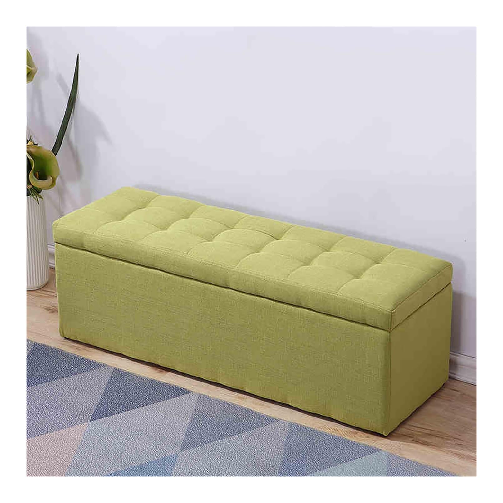 LWJSOCP Storage Bench with Upholstered Seat Ottoman Shoe Rack for Living Room Entryway and Bedroom Green Storage Ottoman Bench (80x40x40cm)
