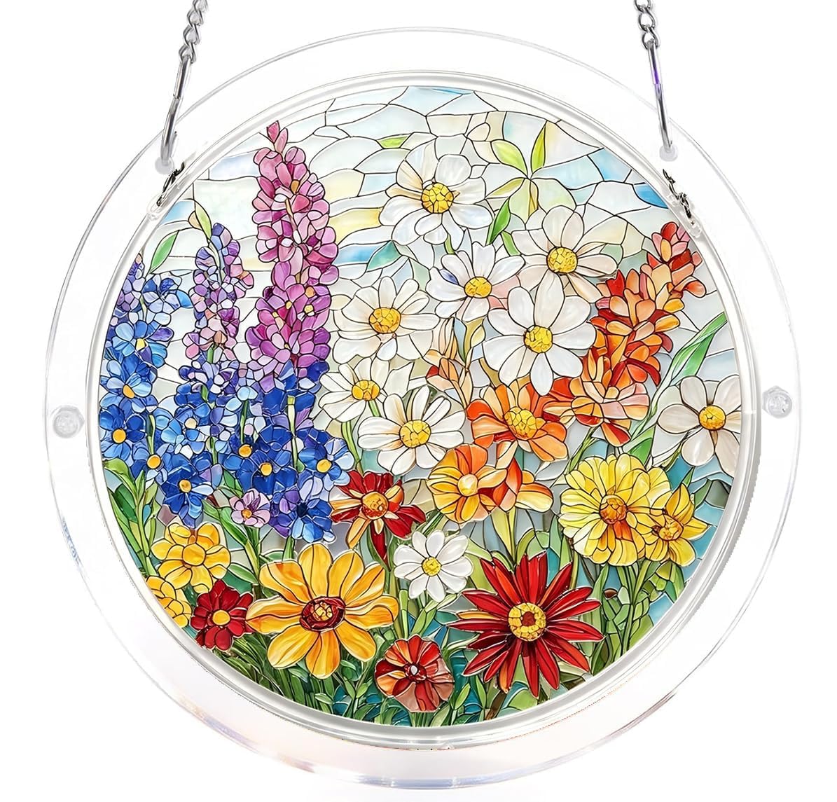 Daisy Acrylic Jigsaw Puzzles Suncatcher, 7.4 Inch Window Hanging Suncatcher Acrylic Puzzle, DIY Home Decor Art Gift