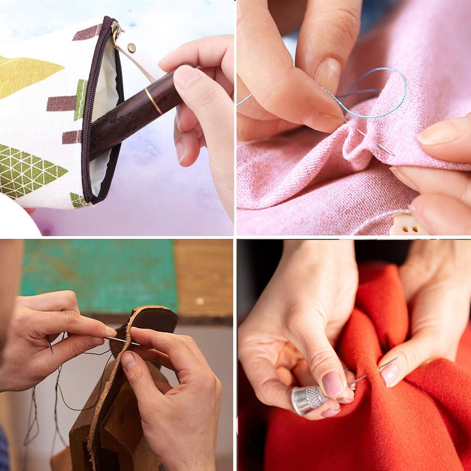 24 Agujas De Coser Con Enhebrado Fácil + Estuche De Madera - Agujas De Ojal Grande Para Costura A Mano | Ideales Para Principiantes