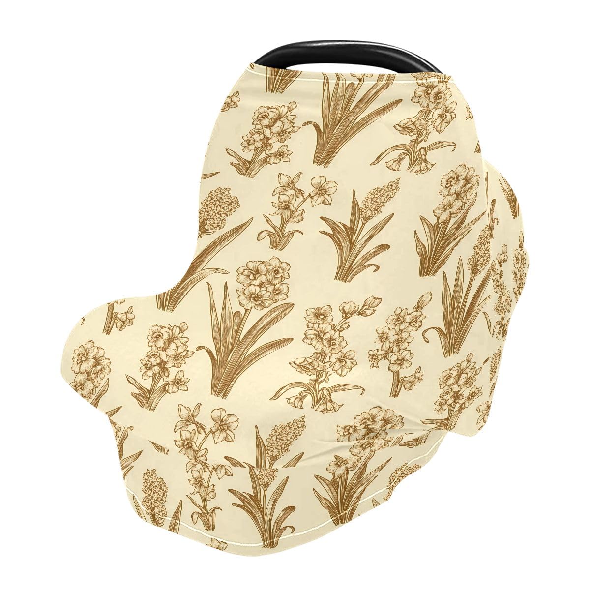 Baby Car Seat Canopy Covers Nursing Cover Stretchy Boys Girls Vintage Flowers Carrier Cover Breastfeeding Cover Breathable