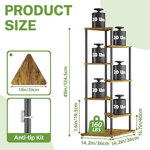 Miniatura 3 de iDavosic.ly Soporte alto para plantas de interior para macetas grandes y resistentes, estante de flores de esquina de 6 niveles con bandejas de