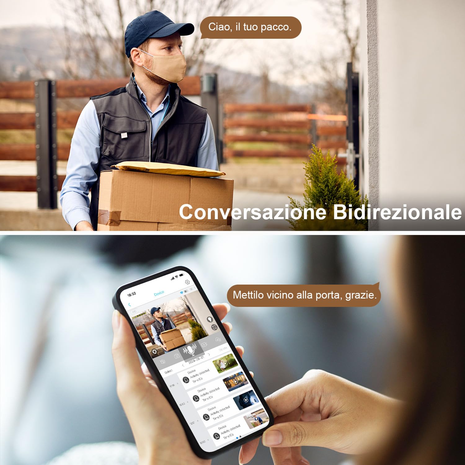 Telecamera Wi-Fi Esterno Senza Fili con Pannello Solare,Videocamera Sorveglianza Batteria,Visione Notturna a Colori,Conversazione Bidirezionale, Rilevamento del Movimento