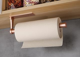 Paper Towel Holder Under Cabinet - Self Adhesive or Drilling, Wall Mount Paper Towel Roll Rack for Kitchen Bathroom, SUS304 Stainless Steel