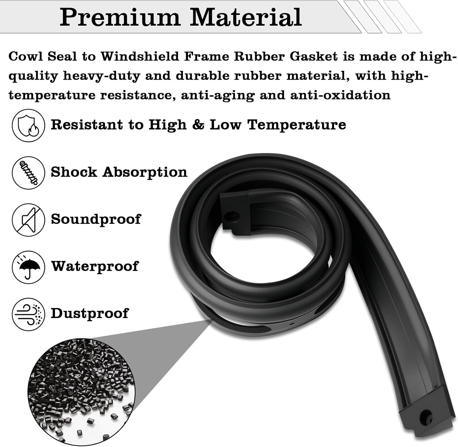 5453950 Cowl Seal to Windshield Frame Rubber Gasket Fit for 1976-1986 Jeep Jeep CJ5 CJ7 CJ8