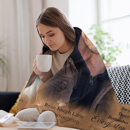Miniatura 7 de Manta conmemorativa personalizada con imágenes y palabras para la pérdida de un padre amado, mamá, hijo, hija, mascota, manta personalizada de