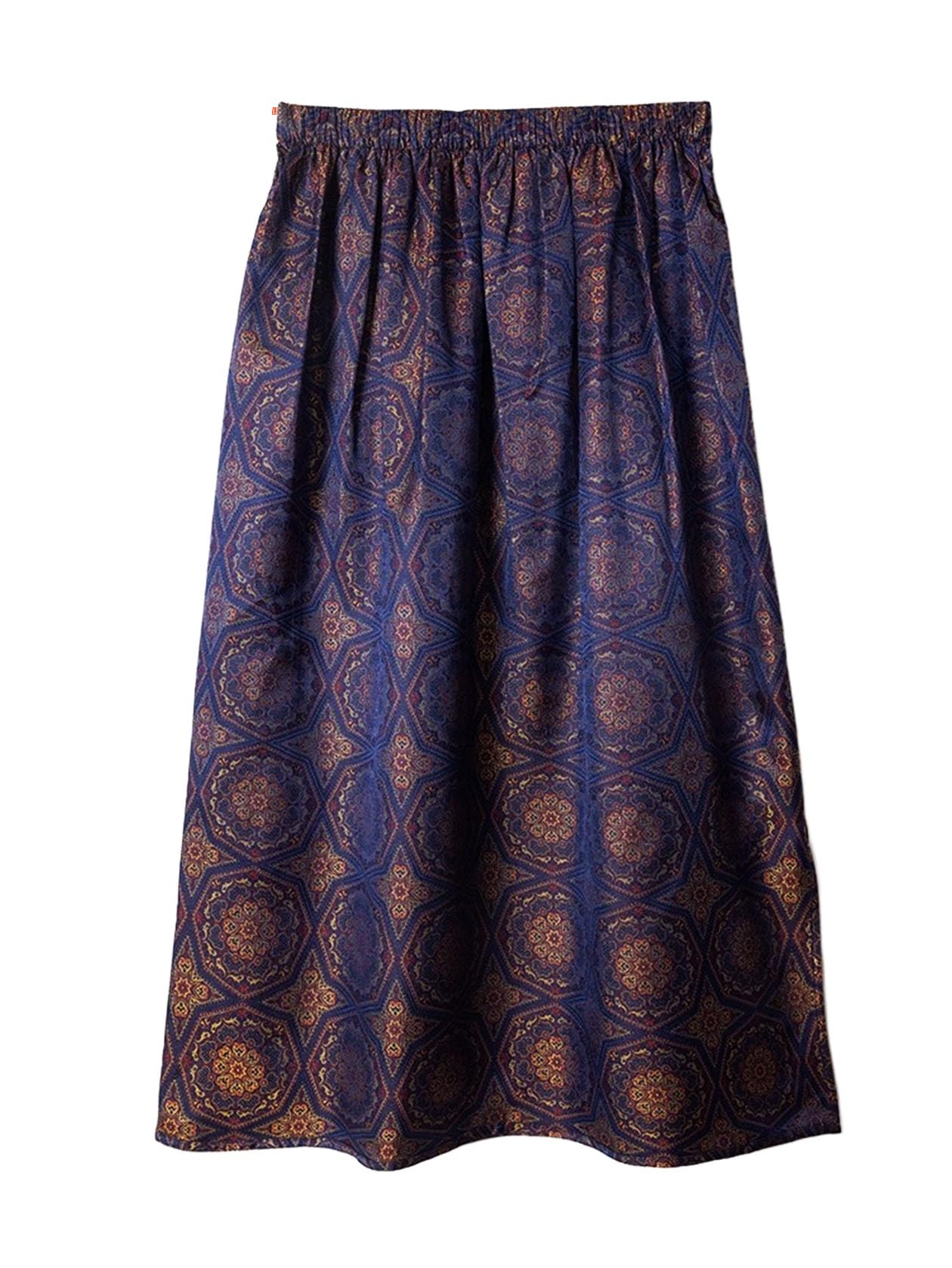 HangErFeng Womens Silk Song Brocade Elastic Waist Autumn Versatile Midi Skirt 160
