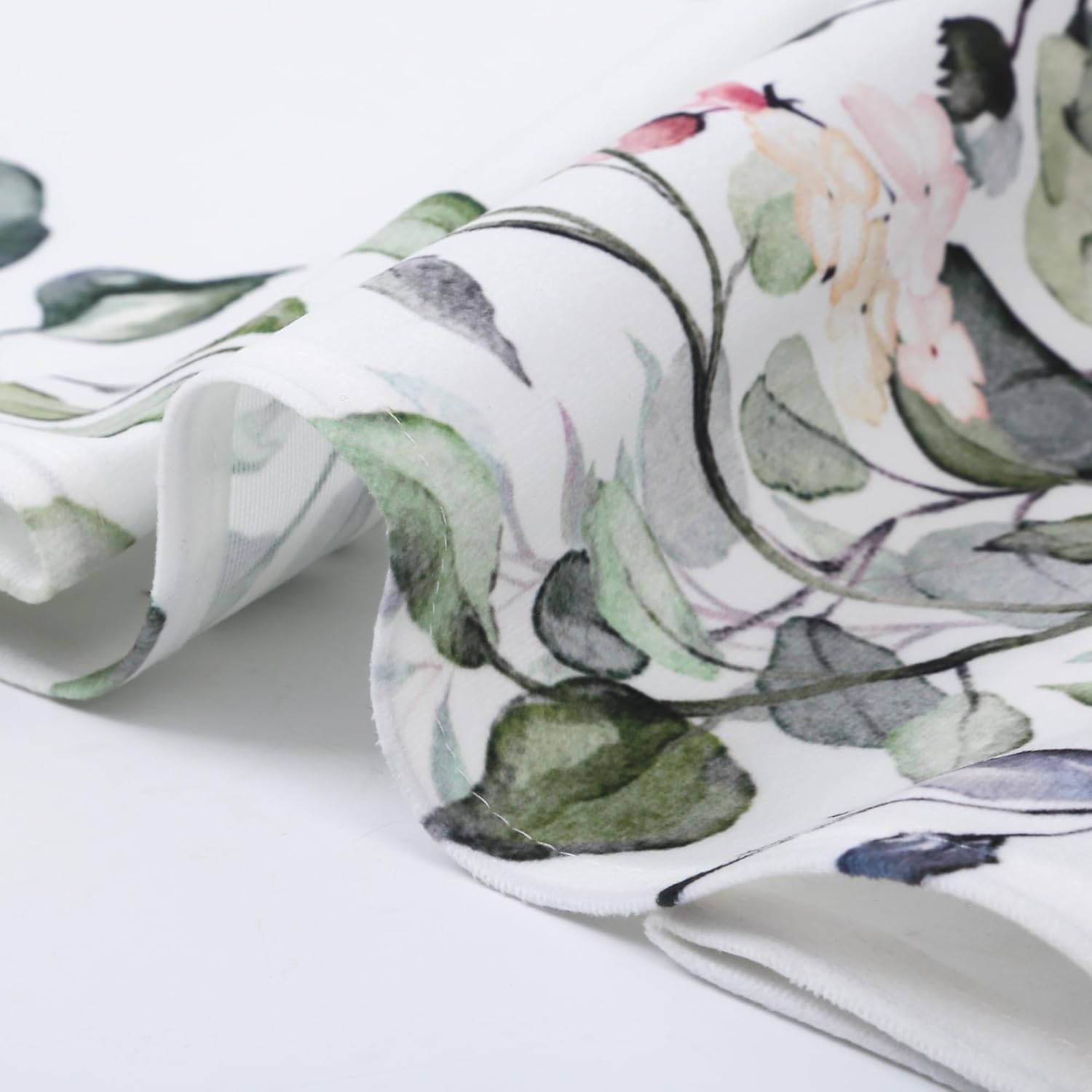 Eucalyptus Botanical Leaves Floral Kitchen Window Curtains Over Sink Boho Farmhouse Flower Leaf Small Window Treatment Sage Green Cafe Short Curtains for Bathroom Tier Drapes 27.5x39 inch 27.5"W x 39"L (Pack of 2) 01 Sage Green image 5 of 9 B0C2QBJC4M