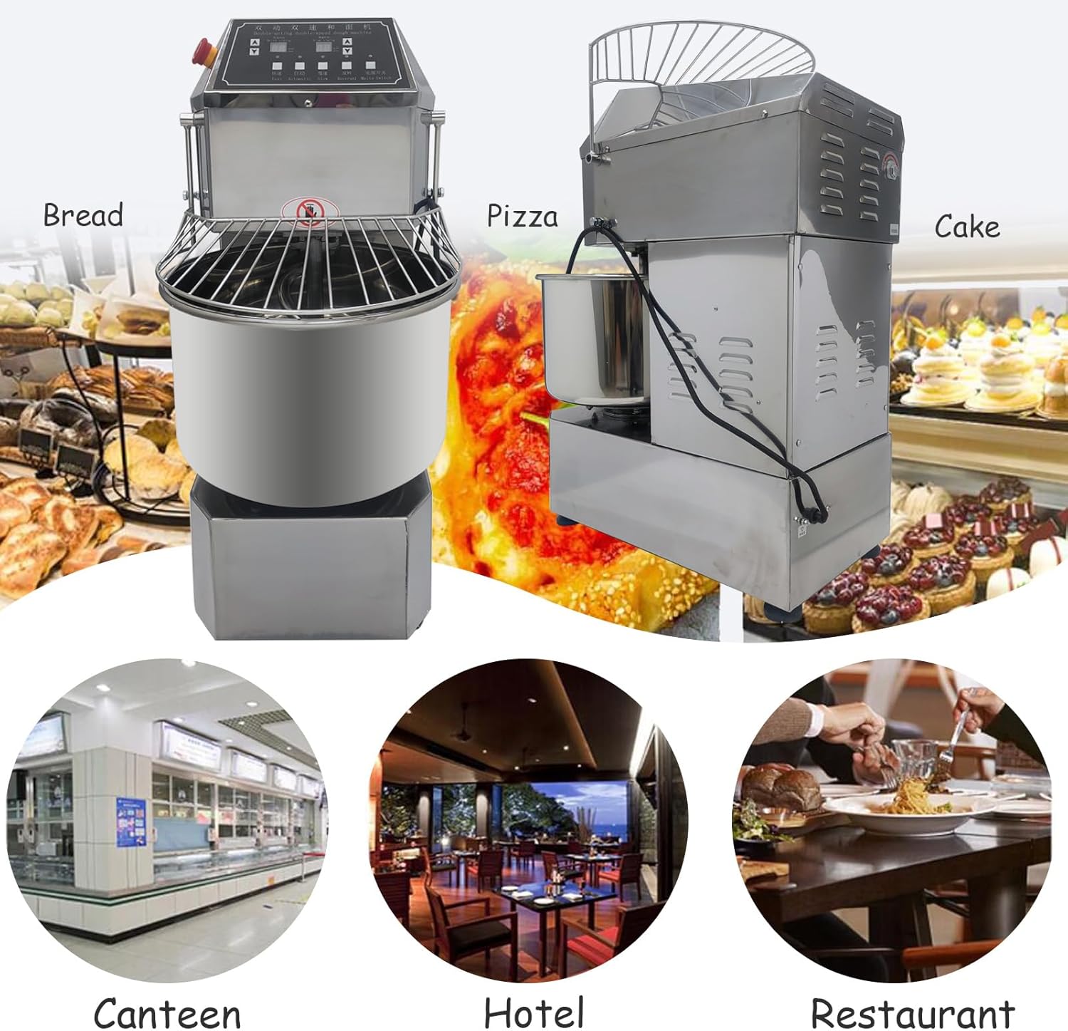 INTSUPERMAI Commercial Dough Mixer Machine 30QT Stand Flour Mixing Machine Electric Food Stand Mixer with Double Action Double Speed Spiral Mixing Time Setting 110V 30L Capacity