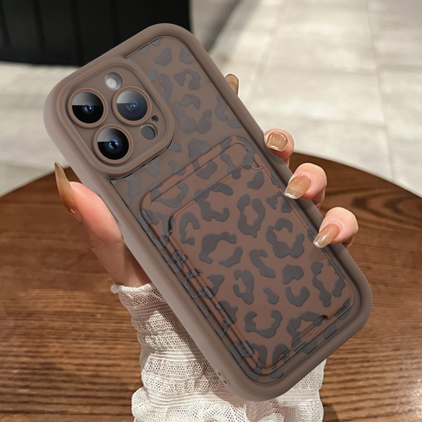 MOWIME Compatible with iPhone 12 Pro Case with Card Holder, Cheetah Print Shockproof Soft TPU Protective Case Women Girls, Anti Scratch Wallet Case