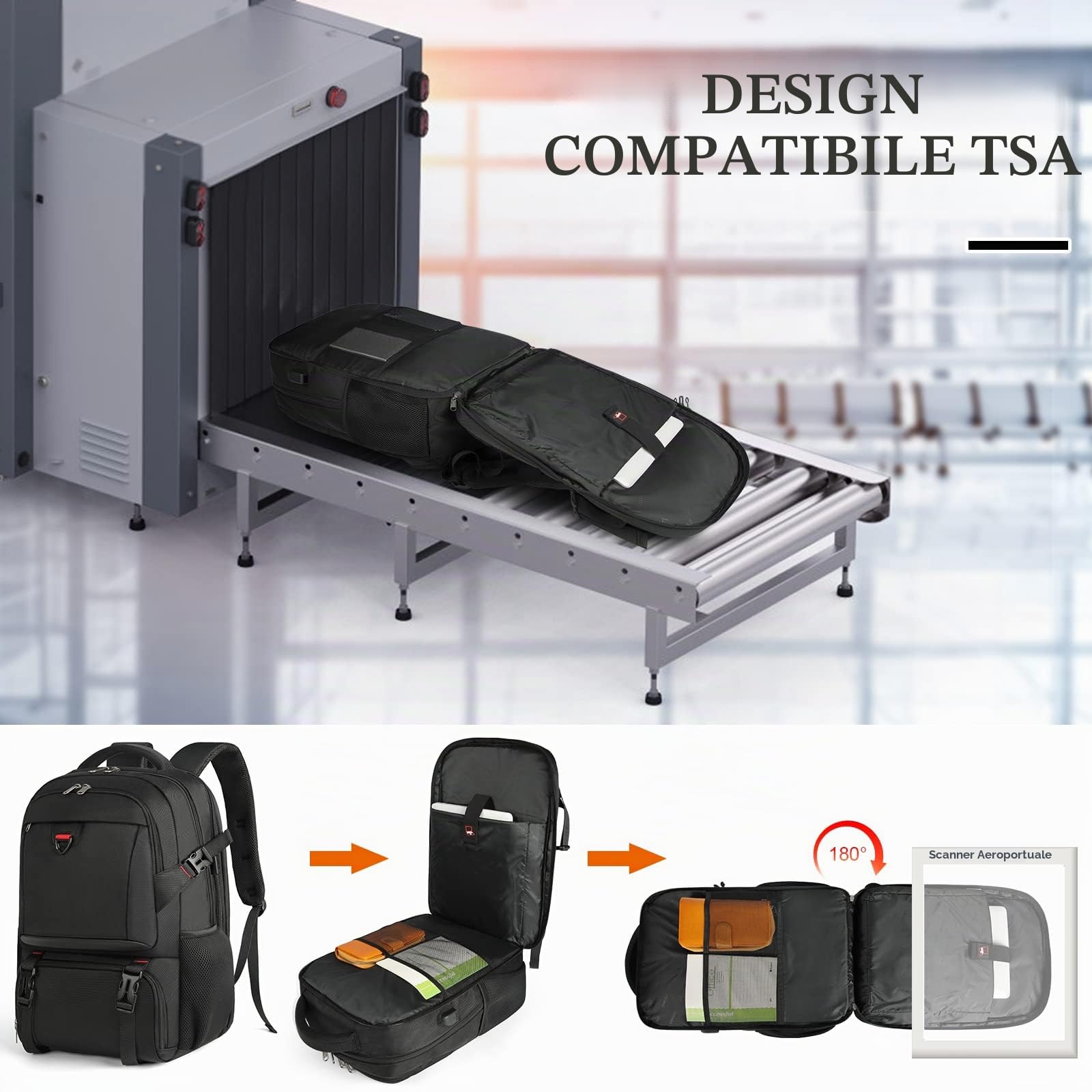 NEWHEY Zaino Uomo 17,3 Pollici con Scomparto Isolato per il Pranzo e Porta USB Zaino Termica Zaino da Viaggio Impermeabile Borsa Termica Porta Pranzo per Picnic Donna Lavoro Scuola Nero