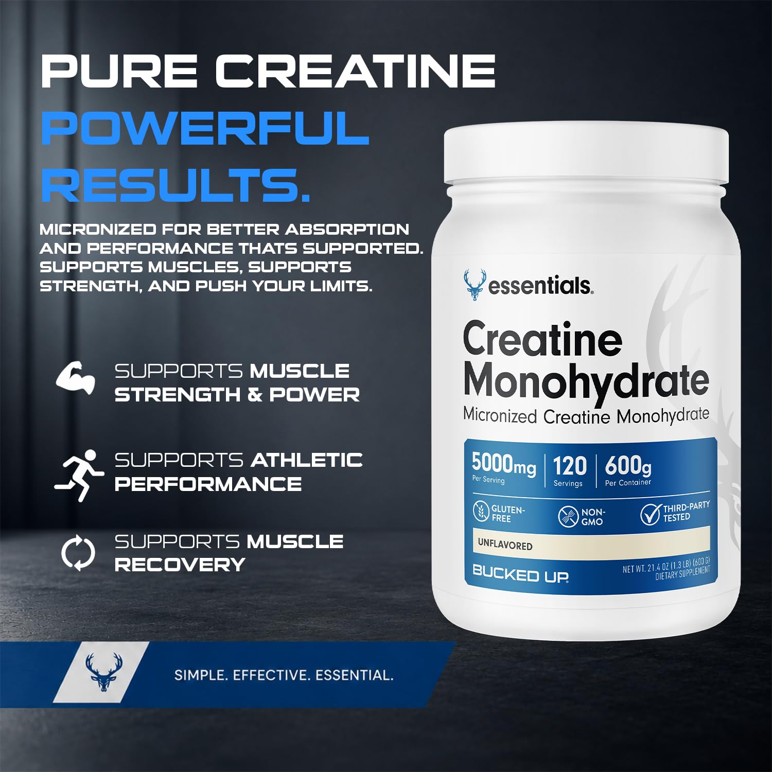 Bucked Up Pure Micronized Creatine Monohydrate for Women and Men - Easy to Mix and Unflavored - 5G Per Serving - 120 Servings - 600 Grams Per Container — Amazon image 7