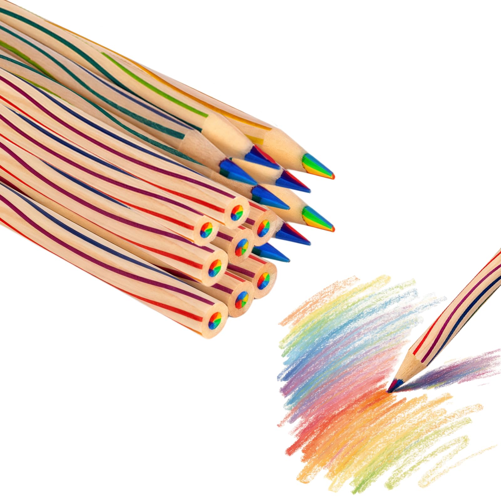 xoqoiuo 16 PCS Rainbow Pencils Set Drawing Pencils 7 in 1 Pencil Crayons Multi-color Art Pencils Creative Stationery Party Bag Fillers for Painting Craft Birthday Party Home School Use