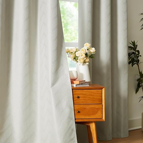 Miniatura 15 de Cortinas azules opacas completas para ventana de dormitorio de 84 pulgadas de largo con patrón geométrico, cortinas térmicas aisladas y Chevron