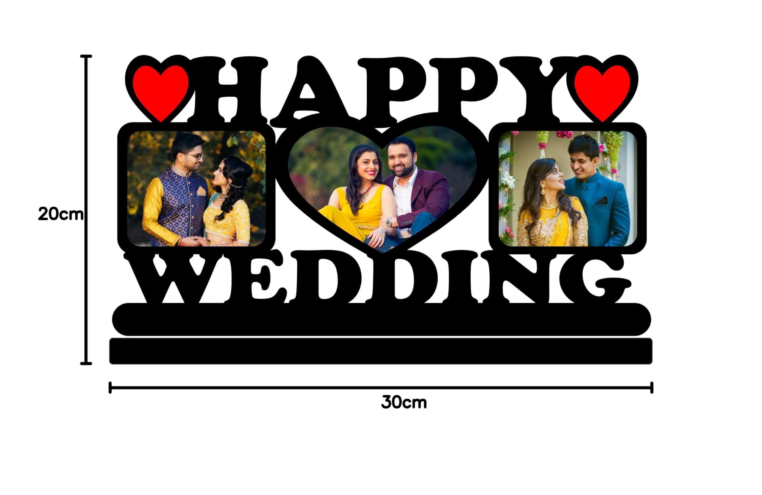 ApnaGift Premium Customized Happy Wedding Table Top Standy Wooden